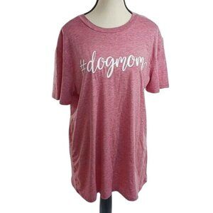 Women XL Pink Dog Mom Graphic T Shirt Short Sleeve Casual Tee Relaxed Fit